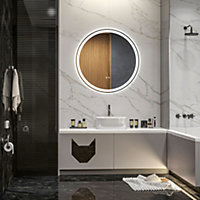 kleankin Dimmable Bathroom Mirror with LED Lights, 3 Colours, Defogging Film 70cm