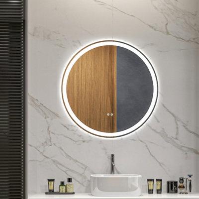 kleankin Dimmable Bathroom Mirror with LED Lights and Defogging Film, Silver
