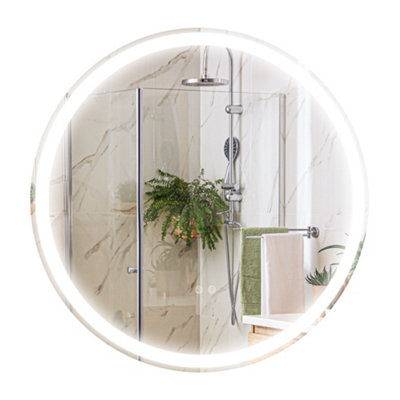 kleankin Dimmable Bathroom Mirror with LED Lights and Defogging Film, Silver
