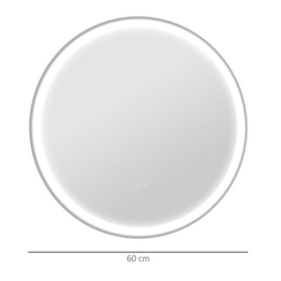 kleankin Dimmable Bathroom Mirror with LED Lights and Defogging Film, Silver