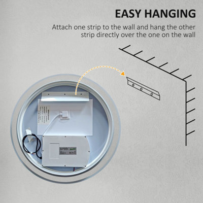 kleankin Dimmable Bathroom Mirror with LED Lights and Defogging Film, Silver