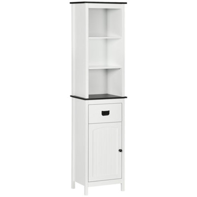 kleankin Freestanding Tallboy Storage Unit W/ Drawer Single Door Cabinet White