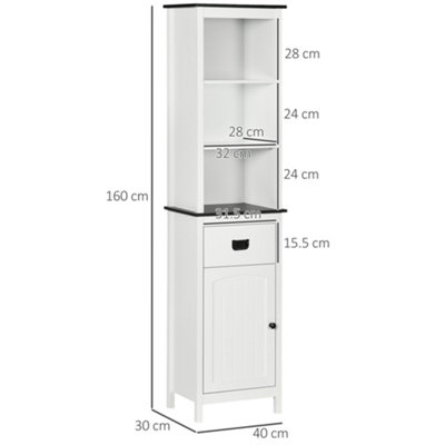 kleankin Freestanding Tallboy Storage Unit W/ Drawer Single Door Cabinet White