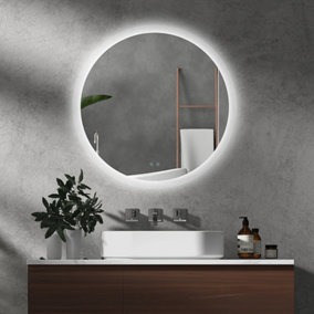 kleankin Illuminated Bathroom Mirror with LED Lights, 3 Colours, Defogging Film 70cm