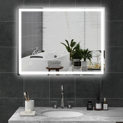kleankin Illuminated Bathroom Mirror with LED Lights, 3 Colours, Defogging Film DIY at B&Q