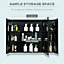 kleankin LED Bathroom Mirror Cabinet with Shelves Wall Mount High Gloss Black
