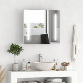 kleankin LED Illuminated Mirror Cabinet with Lights, Touch Switch, for Bathroom