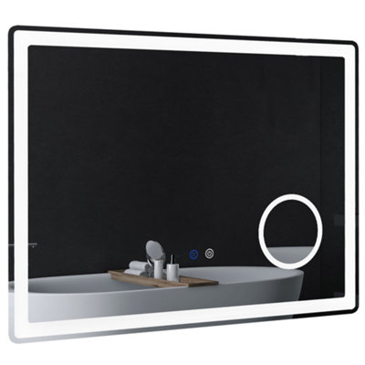 kleankin LED Lighted Bathroom Mirror with 3X Magnifying Mirror, Anti-Fog