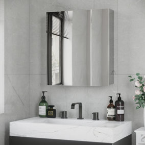 kleankin Medicine Cabinet with Mirror, Wall-Mounted Bathroom Mirror Cabinet