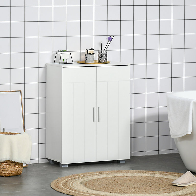 kleankin Small Bathroom Vanity Free Standing Cabinet Modern Storage