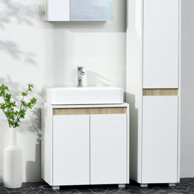 kleankin Modern Bathroom Sink Cabinet, Floor Standing Under Sink Cabinet White