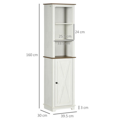 kleankin Tall Bathroom Cabinet Storage Cupboard with Door, Adjustable Shelves