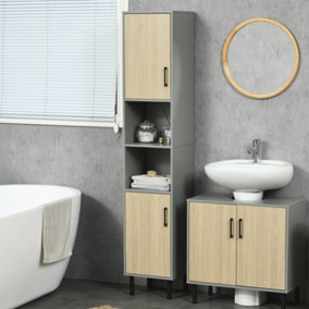kleankin Tall Bathroom Storage Cabinet, Slim Floor Cabinet for Living Room