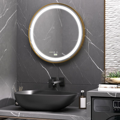 Gold led deals bathroom mirror