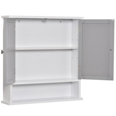 Kleankin Bathroom Storage Cabinet Wall Mounted Medicine Cabinet With Double Mirror Doors Adjustable Shelf Grey~1b3i1pof0lo01