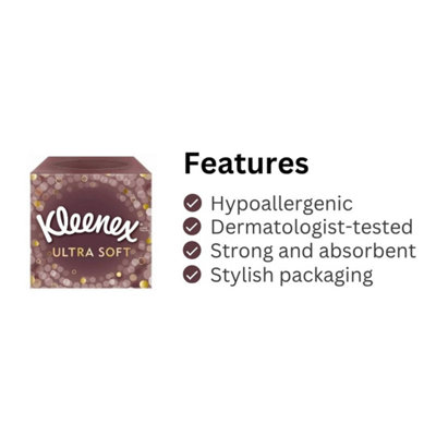 Kleenex Cube Ultra Soft – Boîte De 56 Mouchoirs 3 Plis Ultra Doux – Confort Exceptionnel Pour Toute La Famille