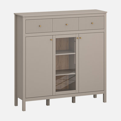 Kleo Door Drawers Sideboard with Glass Taupe
