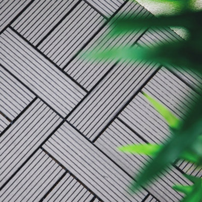 Klicken Composite Decking Deck Tiles Artificial Grass Turf DIY Easy Fit Outdoor Patio, Balcony, Roof Terrace, Hot Tub Areas