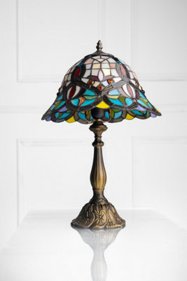 KLiving 12 Barking E27 60w Antique Brass Tiffany Table Lamp Stained Glass Shade