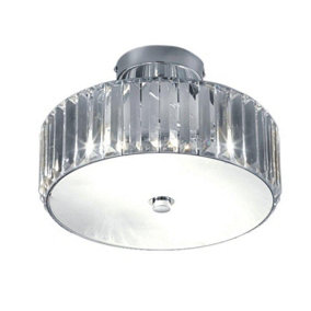 Kliving Hesketh Chrome Clear Acrylic Ceiling Two Light Fitting Light Shade