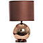 KLIVING OSTEND COPPER TABLE LAMP WITH MATCHING CHOCOLATE SHADE HOME LIGHTING