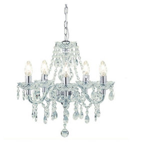 Kliving Tuscany 5 Light Ceiling Light Acrylic Droplets Chandelier Clear