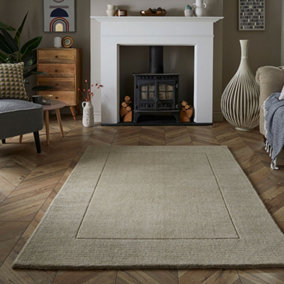 Knaresborough 100% Wool Stone Floor Rug 170 x 120cm
