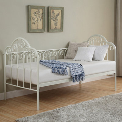 Knebworth French Shabby Chic Living Room Bedroom White Metal Day Bed Frame