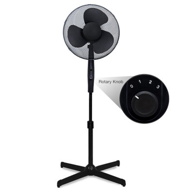 Knight 16 Pedestal Stand Fan With 3 Speed Rotary Knob, Extra Wide Cross ...