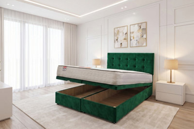 Knight Sleep Cubed Ottoman Bed Emerald Plush 4FT With Mattress & 24 ...
