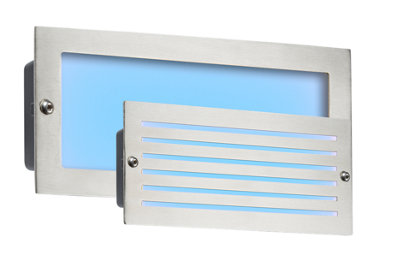 Knightsbridge BLED5SB 230V IP54 5W Blue LED Recessed Brick Light - Brushed Steel Fascia