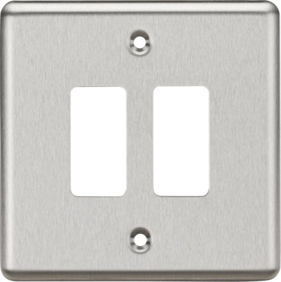 Knightsbridge GDCL2BC 2G Grid Faceplate - Rounded Edge Brushed Chrome