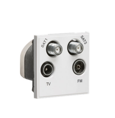 Knightsbridge NETQDWH Quadplexed SAT1/SAT2/TV/FM DAB Outlet Module 50 x 50mm - White