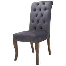 Knightsbridge Roll Top Dining Chair - Fabric/Wood - L71 x W49 x H105 cm - Grey