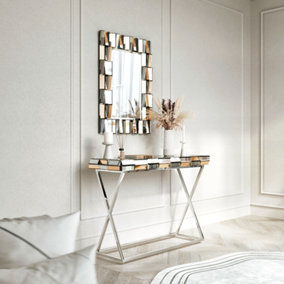 Knightsbridge Rosegold Rectangle Mirror and Console 2 Piece Set