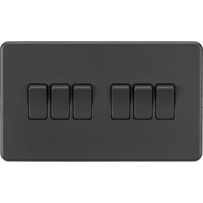 Knightsbridge Screwless 6 Gang Switch 10AX 2 Way Anthracite - SF4200AT