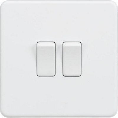 Knightsbridge Screwless Double Switch 2 Gang 10AX 2 Way Matt White - SF3000MW