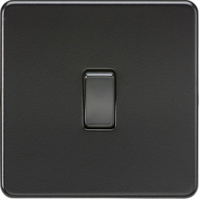 Knightsbridge Screwless Single Switch 1 Gang 10AX 2-Way Matt Black - SF2000MBB