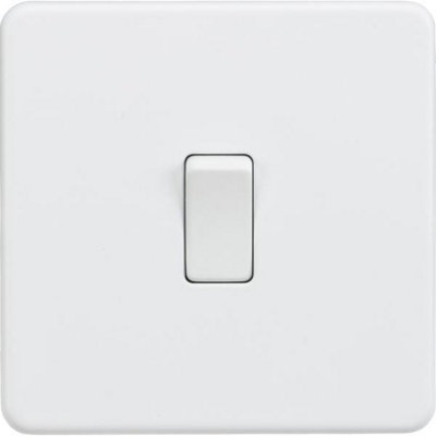 Knightsbridge Screwless Single Switch 1 Gang 10AX 2-Way Matt White - SF2000MW