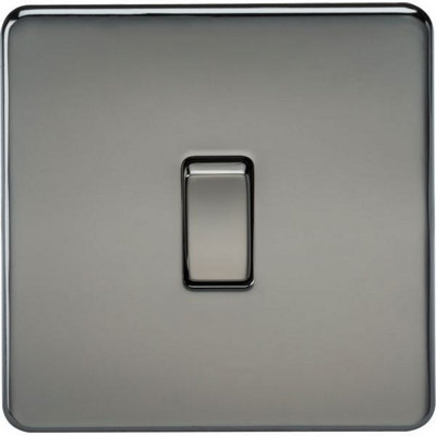 Knightsbridge Screwless Single Switch Intermediate 10AX 1 Gang Black Nickel - SF1200BN