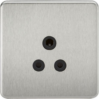 Knightsbridge Screwless Unswitched Round-Pin Socket 5A Brushed Chrome - SF5ABC