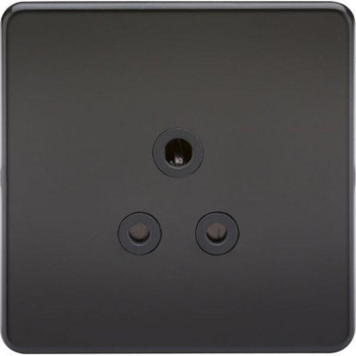 Knightsbridge Screwless Unswitched Round-Pin Socket 5A Matt Black - SF5AMB