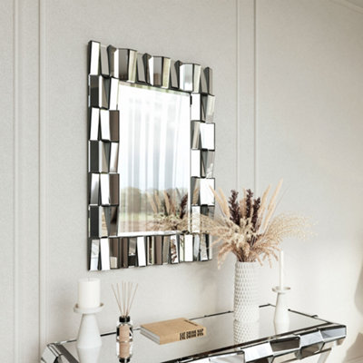 Knightsbridge Silver Rectangle Mirror Console and Side Table 3 Piece Set