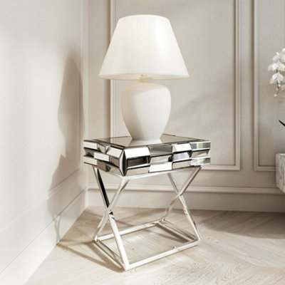 Knightsbridge Silver Round Mirror Console and Side Table 3 Piece Set