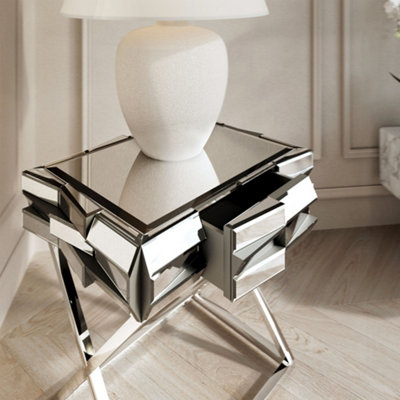 Knightsbridge Silver Round Mirror Console and Side Table 3 Piece Set