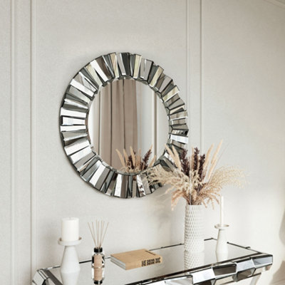 Knightsbridge Silver Round Mirror Console and Side Table 3 Piece Set