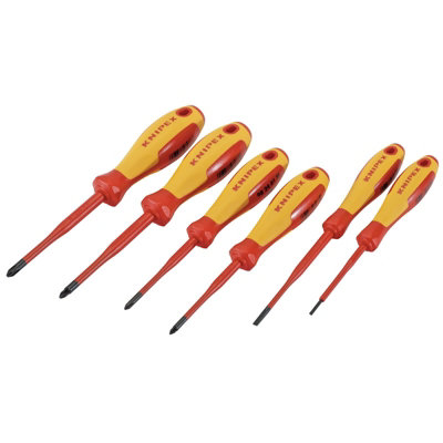 Knipex 00 20 12 VO4 VDE Insulated Slotted/Phillips/Pozidriv Screwdriver Set (6 Piece) 90235