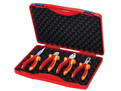 Knipex 00 20 15 VDE Pliers Set in Case, 4 Piece KPX002015