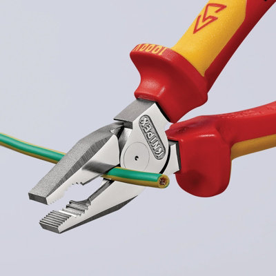 Knipex 02 06 200 High Leverage Combination Pliers – 7.87", VDE-Tested, Multi-Component Grip Handles, 35% Less Effort – IEC 60900 DIN EN 60900