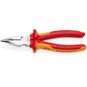 KNIPEX 08 26 185 SB Needle-Nose Combination Pliers insulated with multi-component grips, 185mm 13185